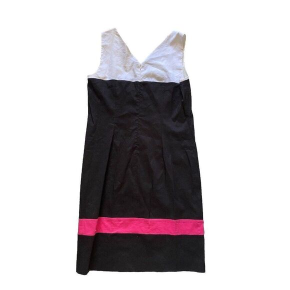DKNY Dress Color Block Black Pink White Sheath Medium V-Neck Colorblock - Picture 2 of 8